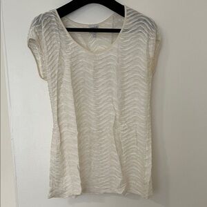 Armani Collezioni Cream Textured Short Sleeve Tee